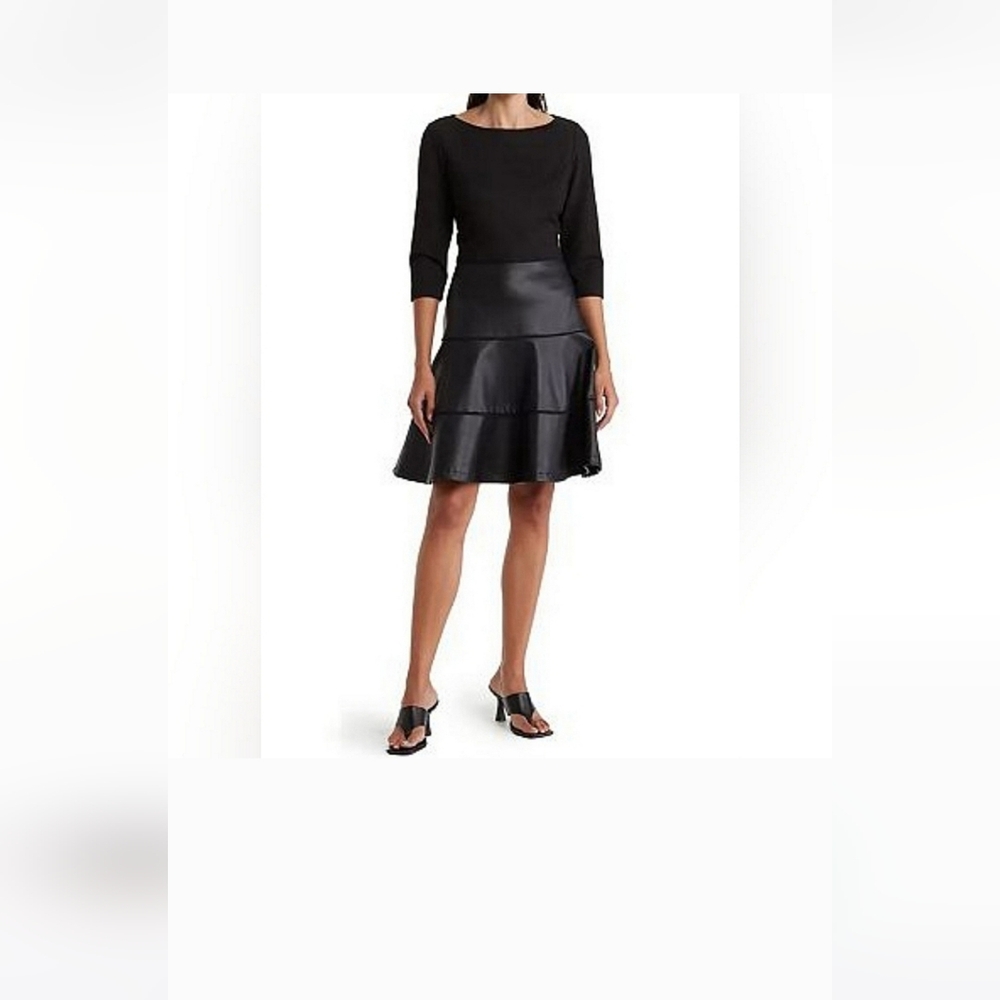Women's Focus By Shani Faux-Leather Fit & Flare Dress